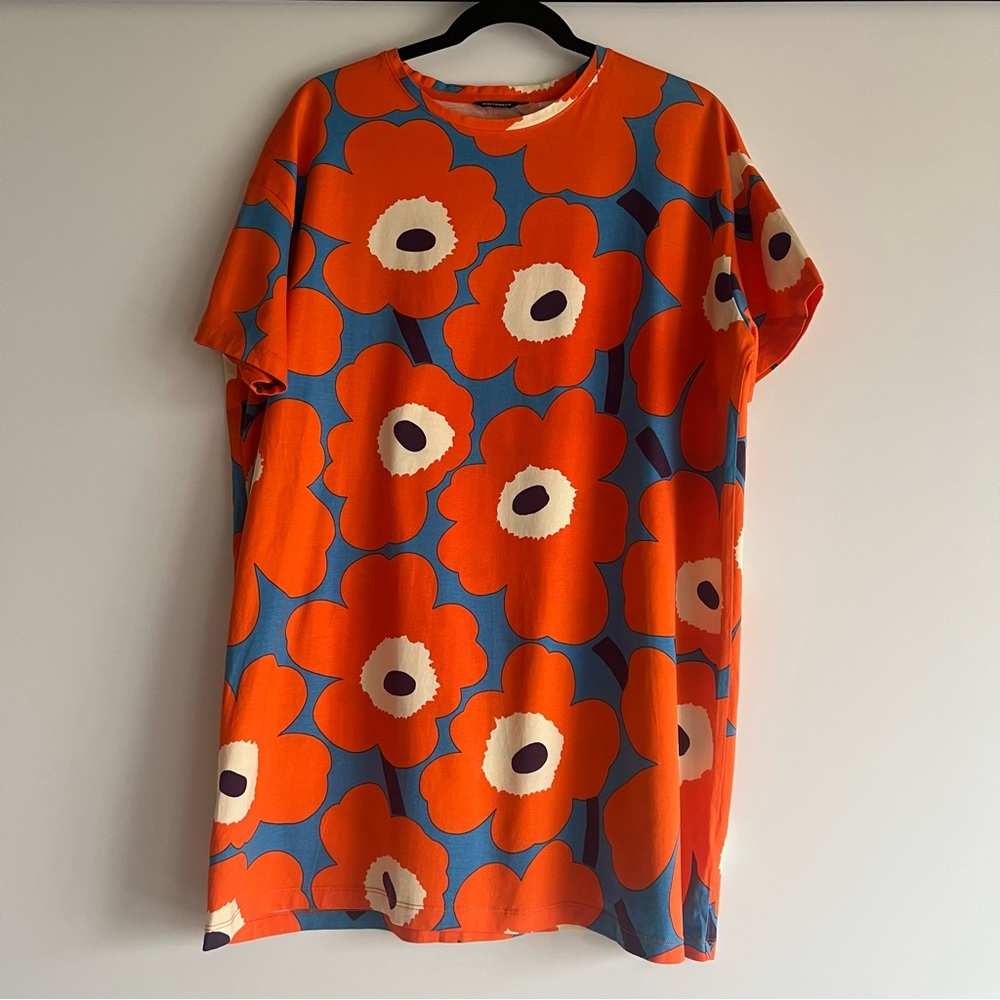 Marimekko Punkti Unikko Long Cotton Tunic T Shirt Size Large (L) - Picture 8 of 12